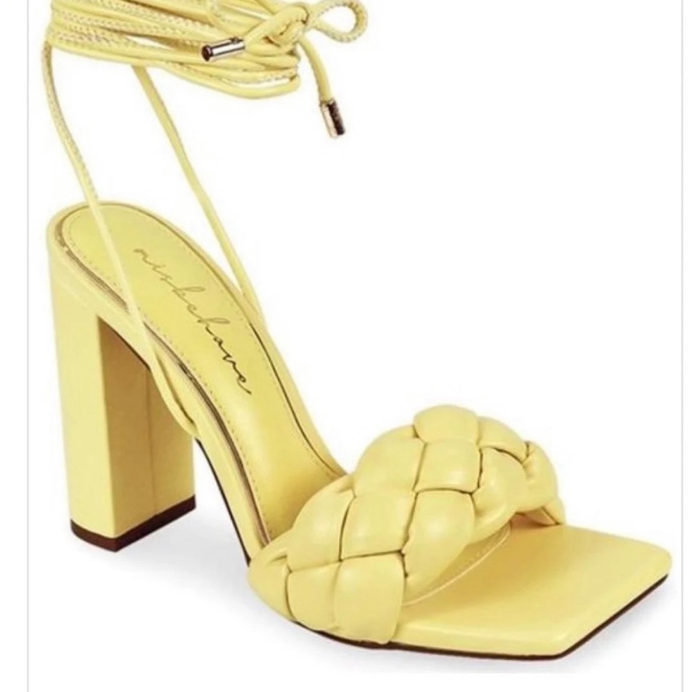MISBEHAVE Yellow Braided Tie-Up High Heel Sandals..Size:9